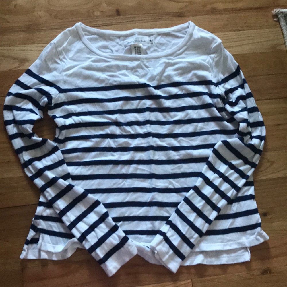 Blue&White Stripped, Long-sleeve Shirt